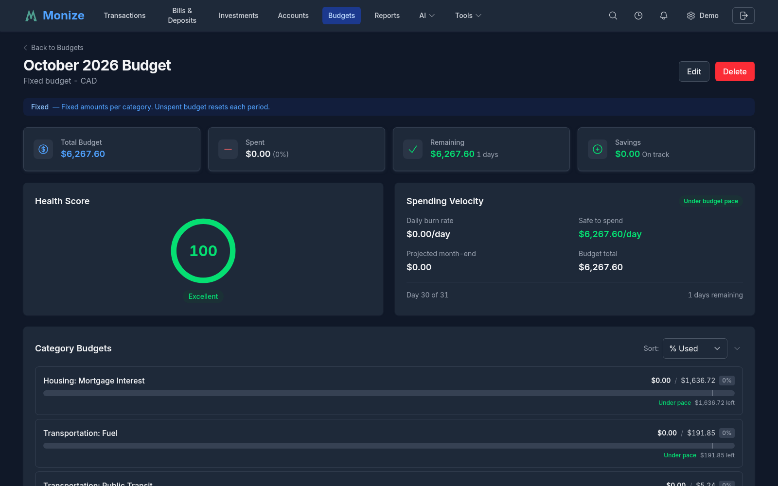 Budget Dashboard