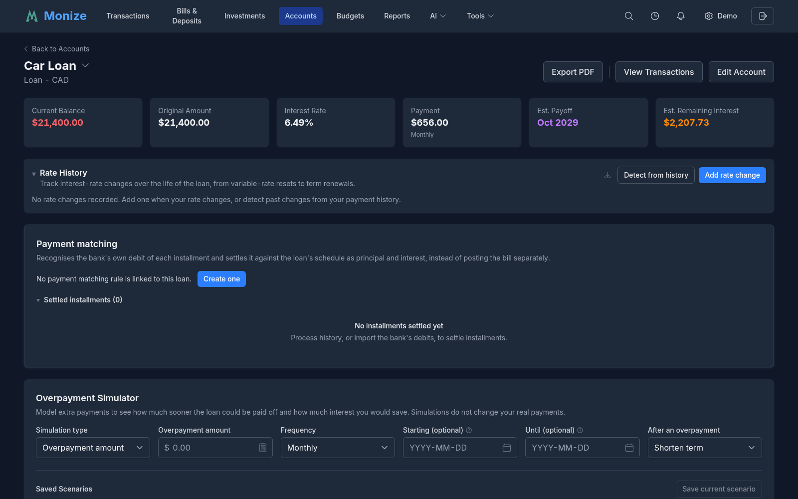 Loan Detail Page