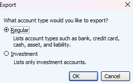 MS Money Account Type